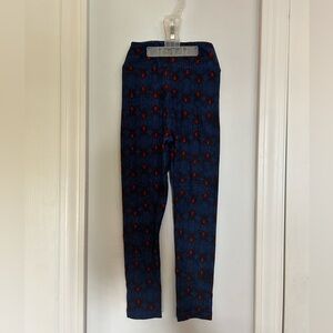 Blue LuLaRoe Kids Leggings with Black Widows and Spiderwebs